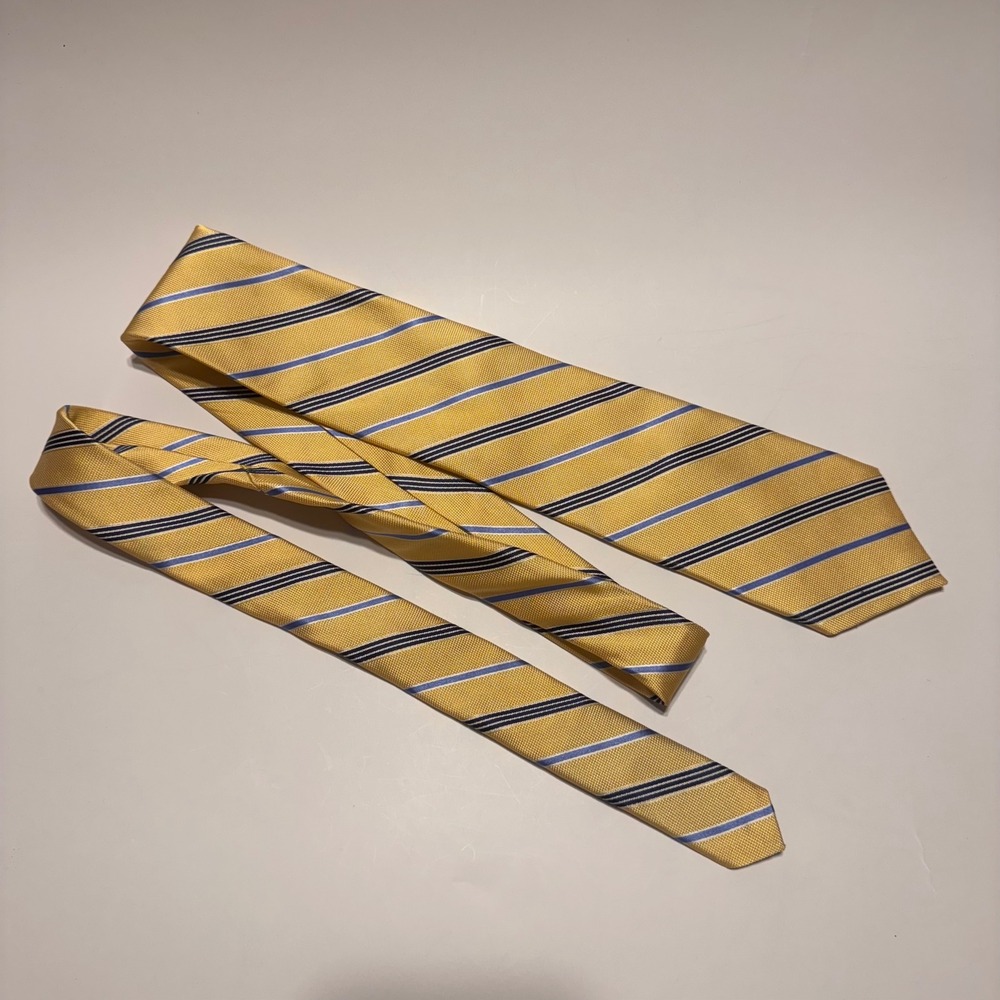 US Polo Assn. Yellow Blue Striped 100%Silk Necktie Formal Business Men - Picture 3 of 7
